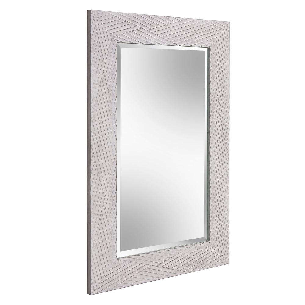 Weathered Gray Woven Faux Wood Rectangular Mirror. Picture 2