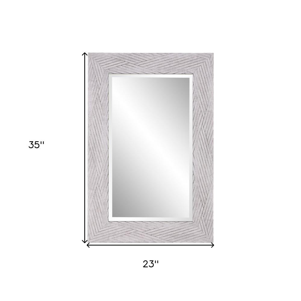 Weathered Gray Woven Faux Wood Rectangular Mirror. Picture 5