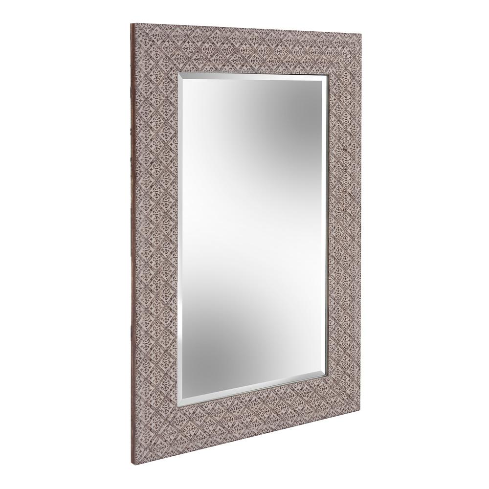 Gray Embossed Faux Wood Rectangular Mirror. Picture 2