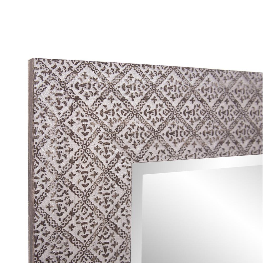 Gray Embossed Faux Wood Rectangular Mirror. Picture 3