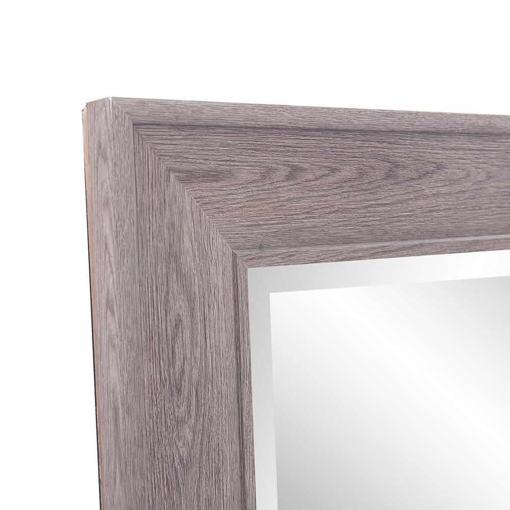 Warm Gray Faux Wood Beveled Rectangular Mirror. Picture 3