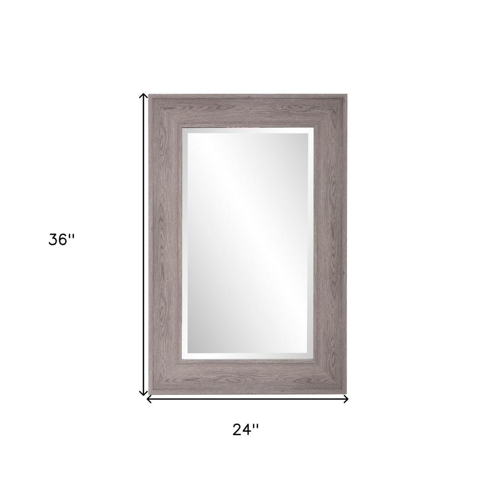 Warm Gray Faux Wood Beveled Rectangular Mirror. Picture 5