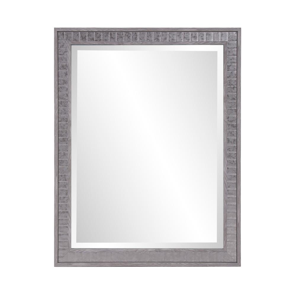 Warm Gray Faux Wood Rectangle Mirror. Picture 1