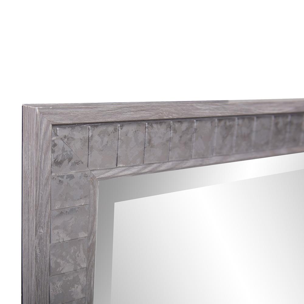 Warm Gray Faux Wood Rectangle Mirror. Picture 3