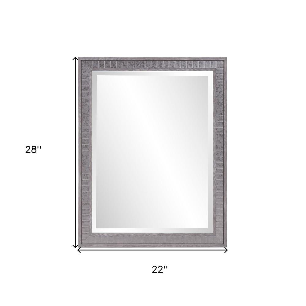 Warm Gray Faux Wood Rectangle Mirror. Picture 5