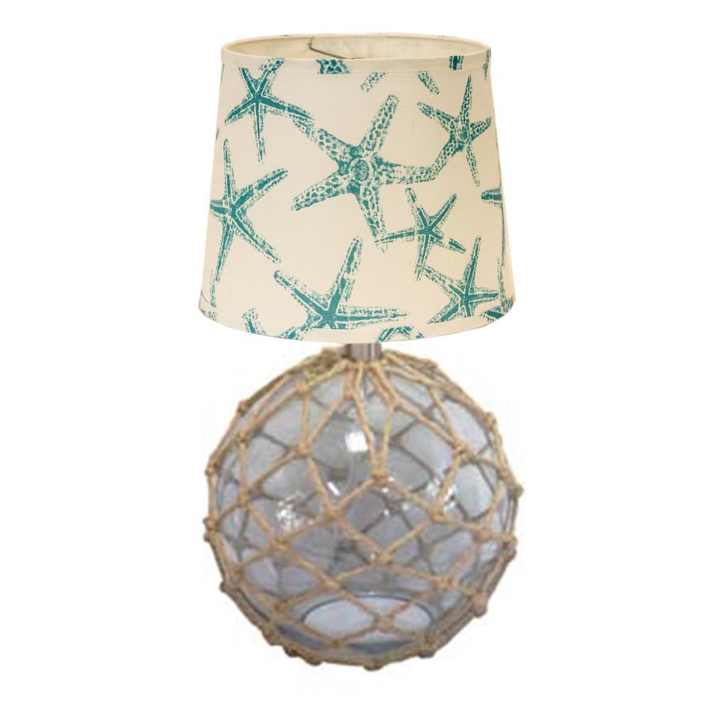Cape Netted Glass Teal Starfish Accent Lamp. Picture 1