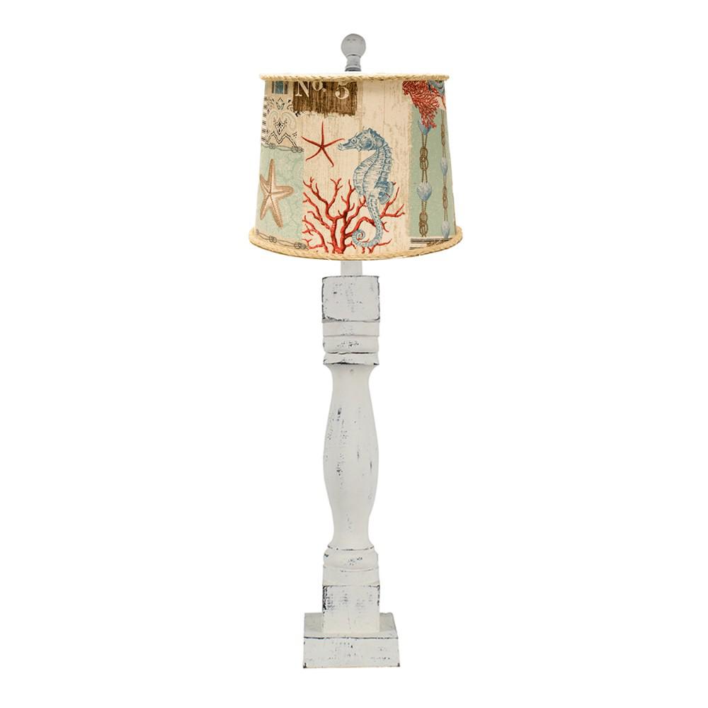 Rustic White Tropical Beauty of the Sea Table Lamp. Picture 1