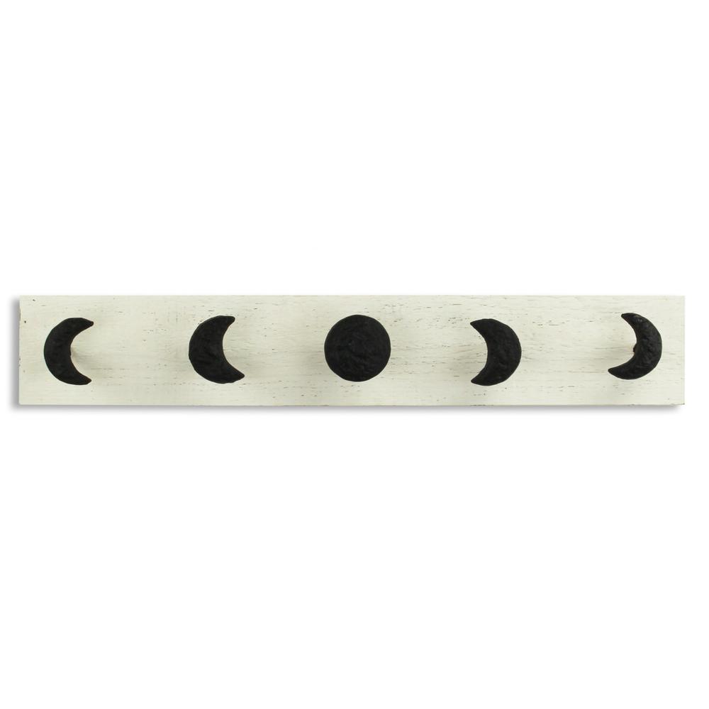 White and Black Moon Phase Five Hook Coat Hanger. Picture 1