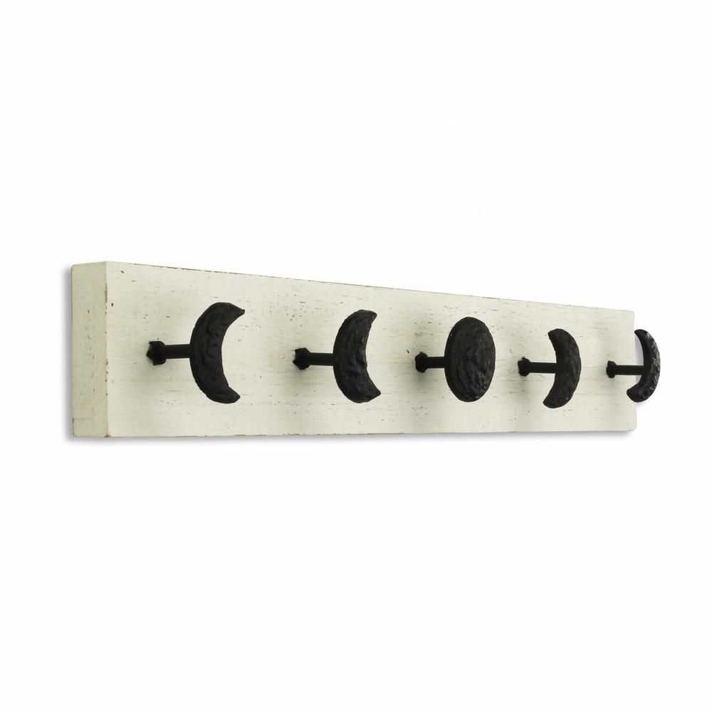 White and Black Moon Phase Five Hook Coat Hanger. Picture 2