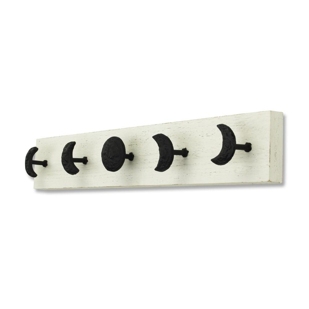 White and Black Moon Phase Five Hook Coat Hanger. Picture 3