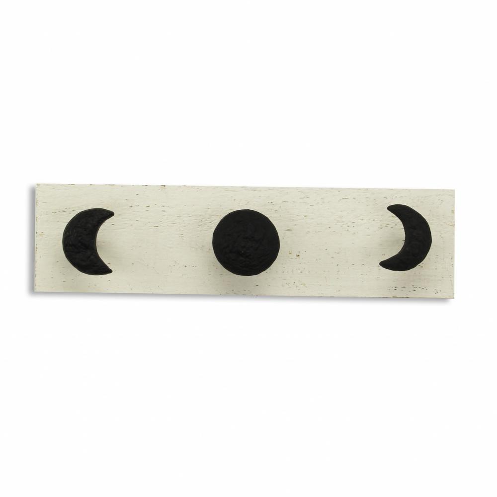White and Black Moon Phase Three Hook Coat Hanger. Picture 1