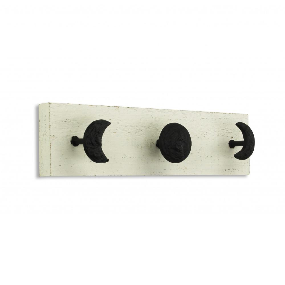 White and Black Moon Phase Three Hook Coat Hanger. Picture 2