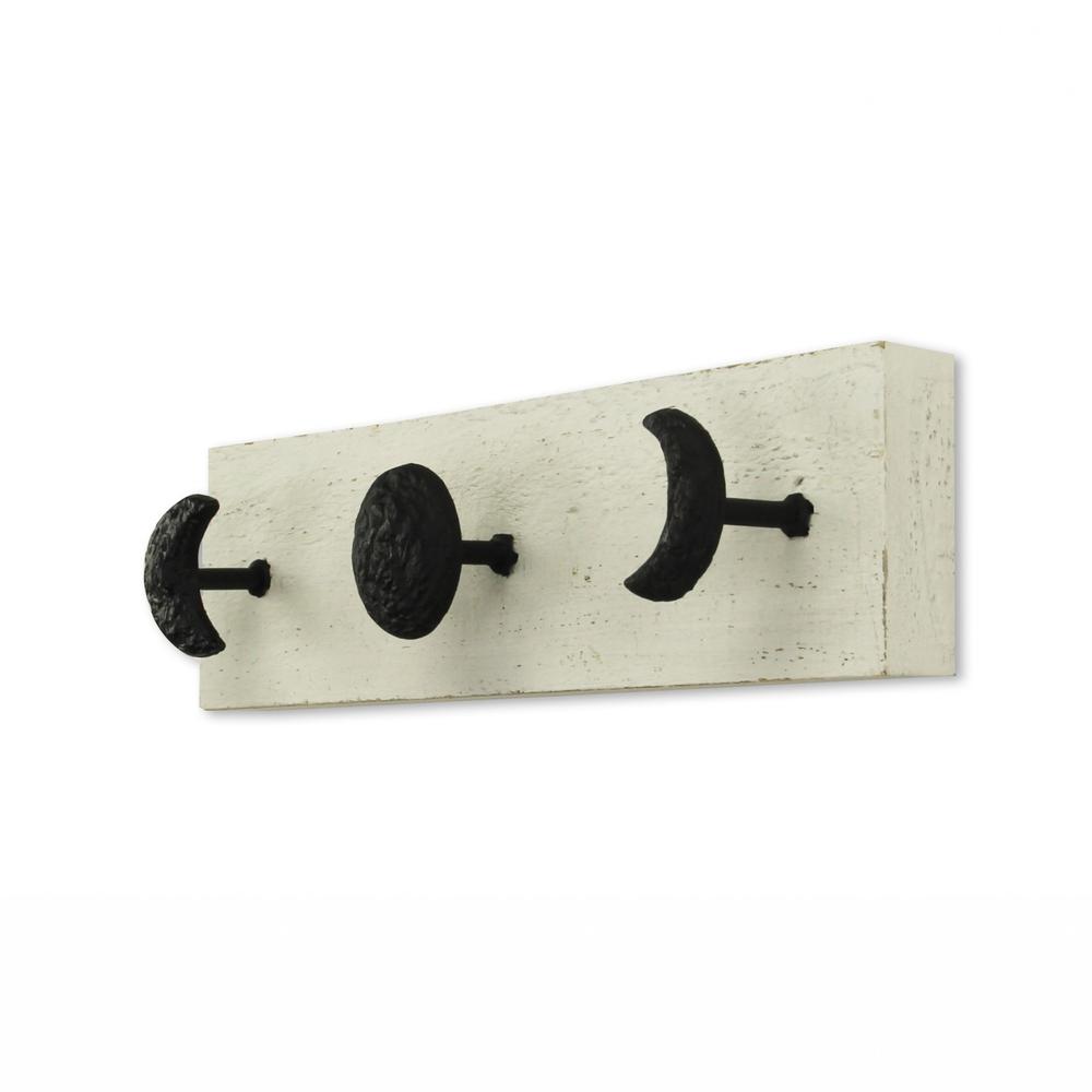 White and Black Moon Phase Three Hook Coat Hanger. Picture 3