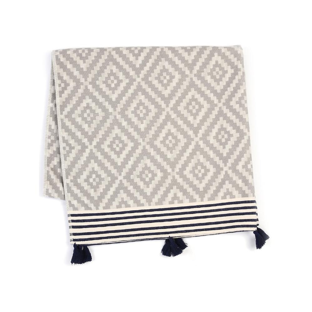 Gray Tribal Design Turkish Towel Beach Blanket. Picture 1
