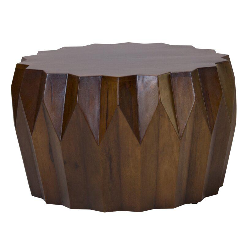 Mango Round Modern Scallop Solid Wood Coffee Table. Picture 1