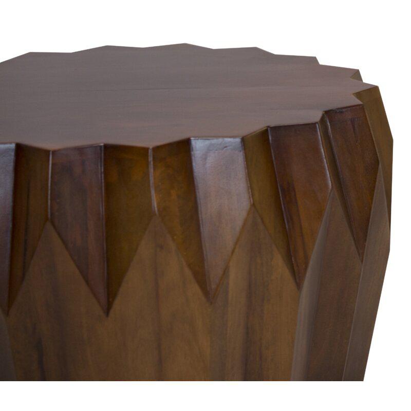 Mango Round Modern Scallop Solid Wood Coffee Table. Picture 3