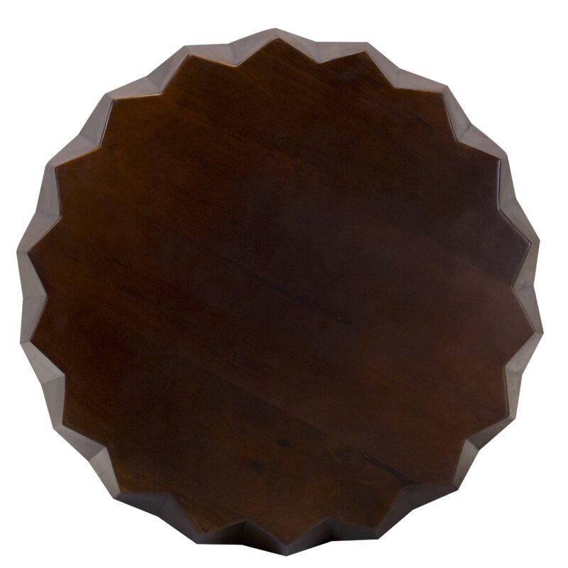 Mango Round Modern Scallop Solid Wood Coffee Table. Picture 4