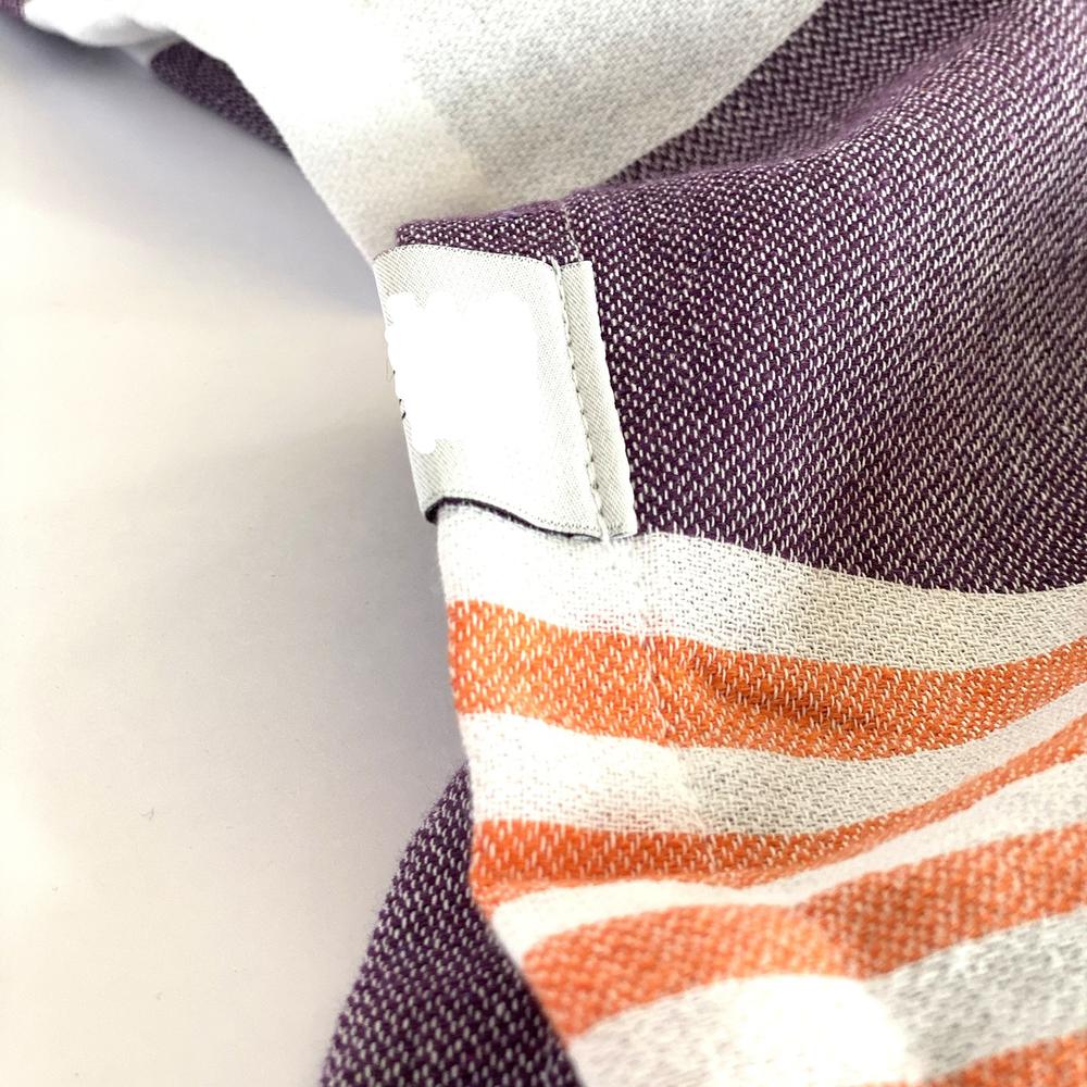 Dark Purple Orange and White Striped Design Poncho Towel. Picture 3