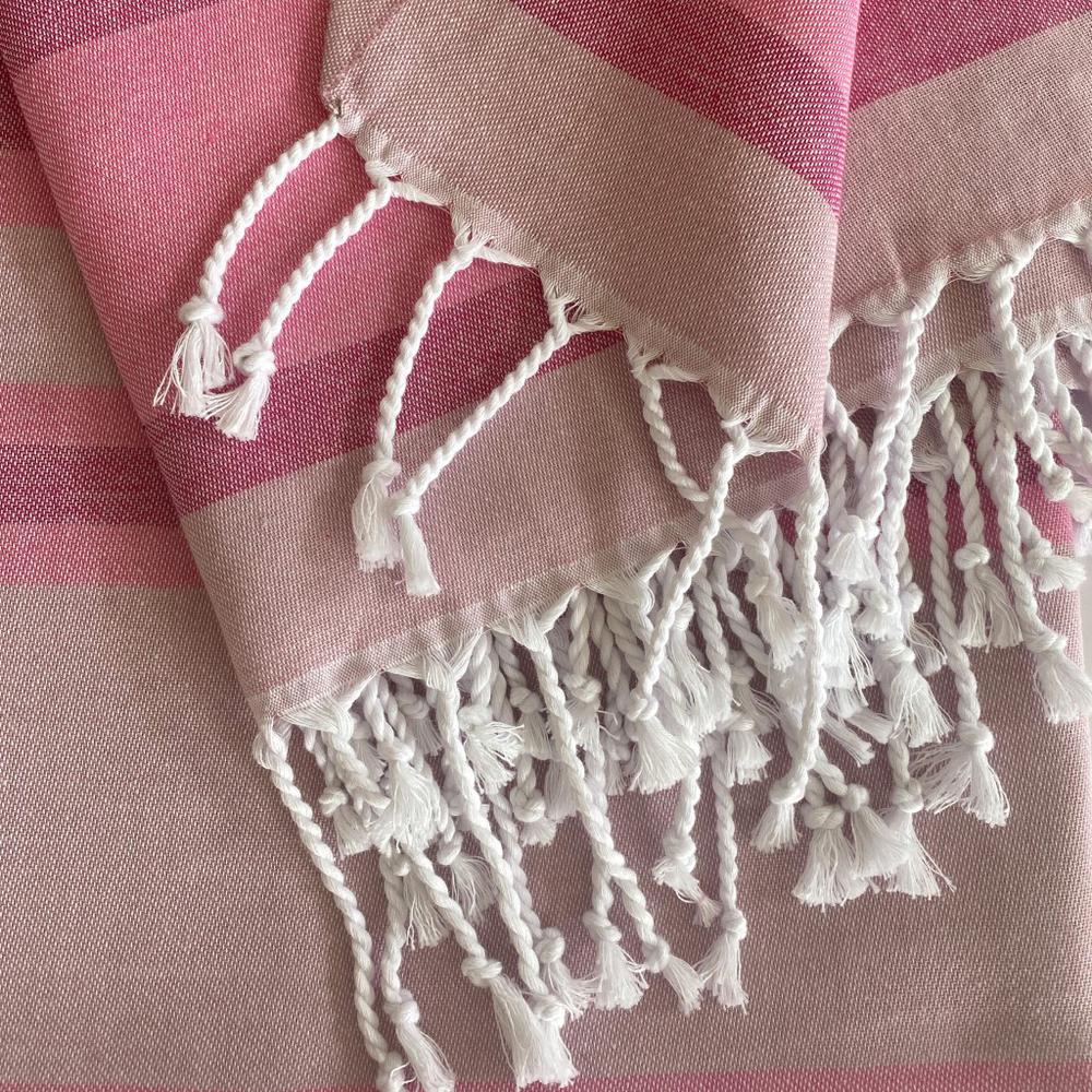 Shades of Pink Striped Design Turkish Beach Blanket. Picture 3