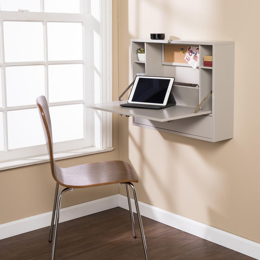Gray Wall Mount Folding Desk. Picture 1