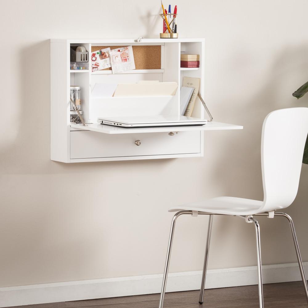 White Wall Mount Folding Desk. Picture 1