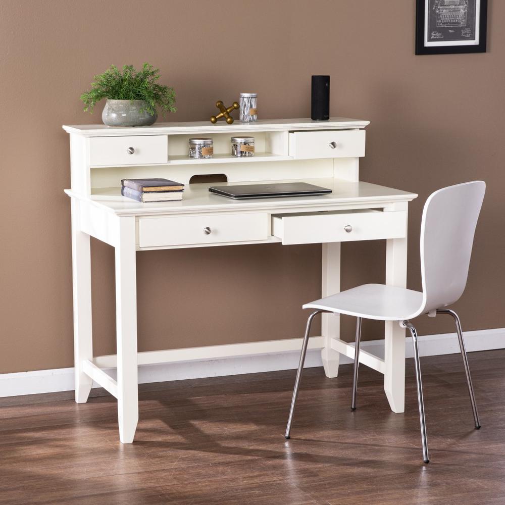 Creamy White Secretary Writing or Computer Desk. Picture 1