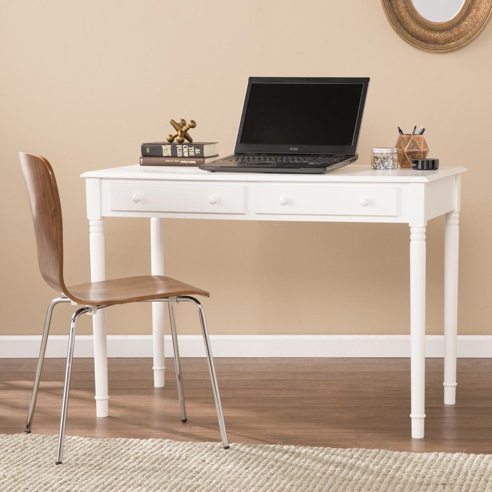 Crisp White Desk with Drawers. Picture 1