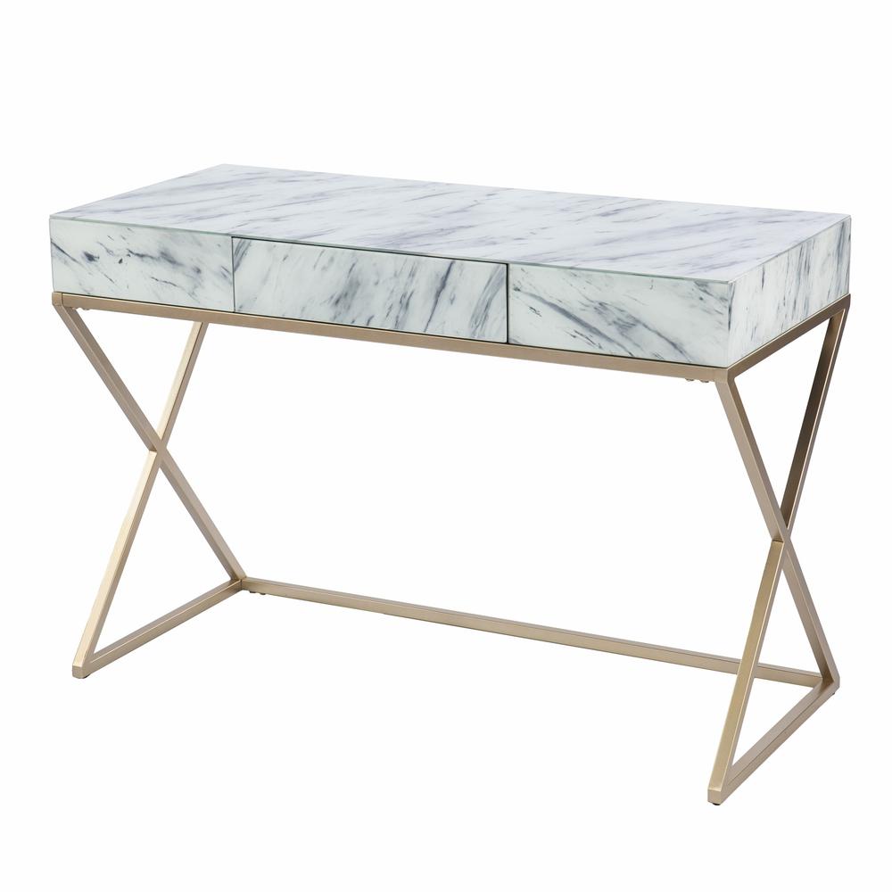 Faux Marble Writing Desk with Storage. Picture 4
