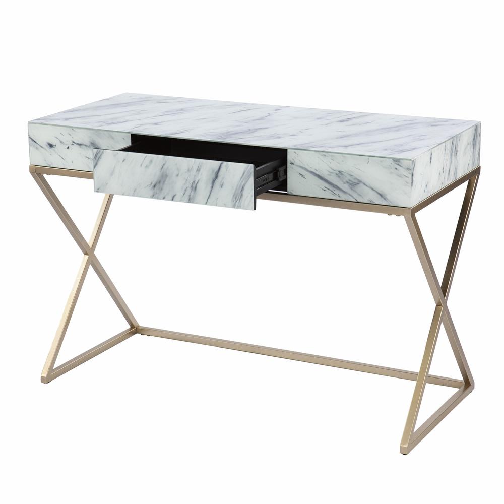 Faux Marble Writing Desk with Storage. Picture 9