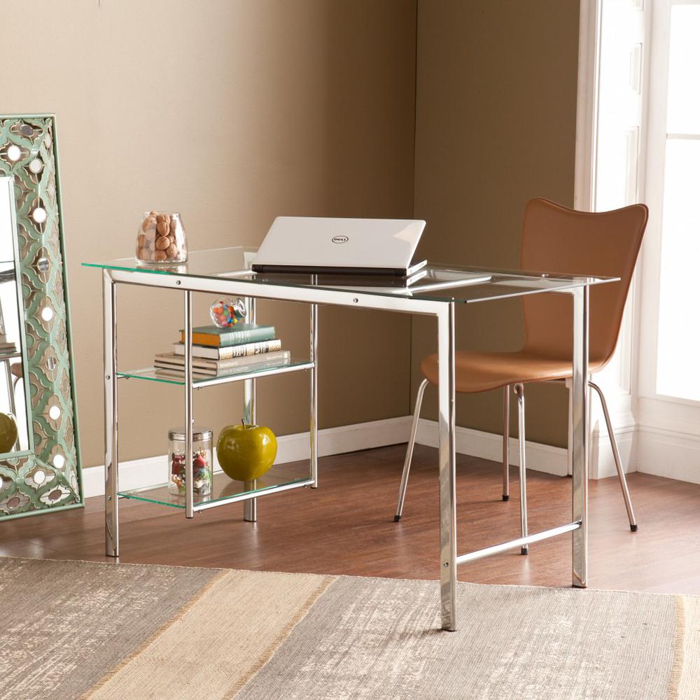 Chrome and Glass Writing Desk. Picture 1