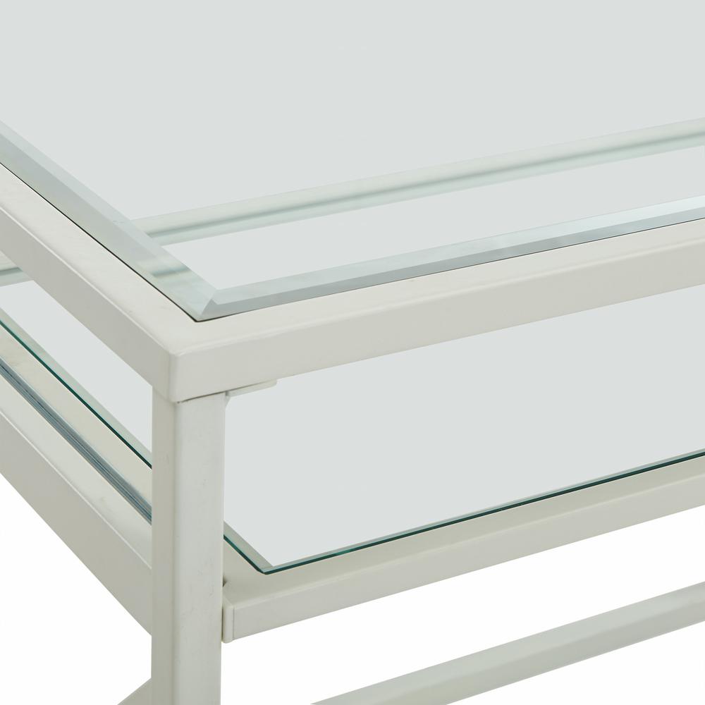 White Metal and Glass Compact Desk. Picture 2
