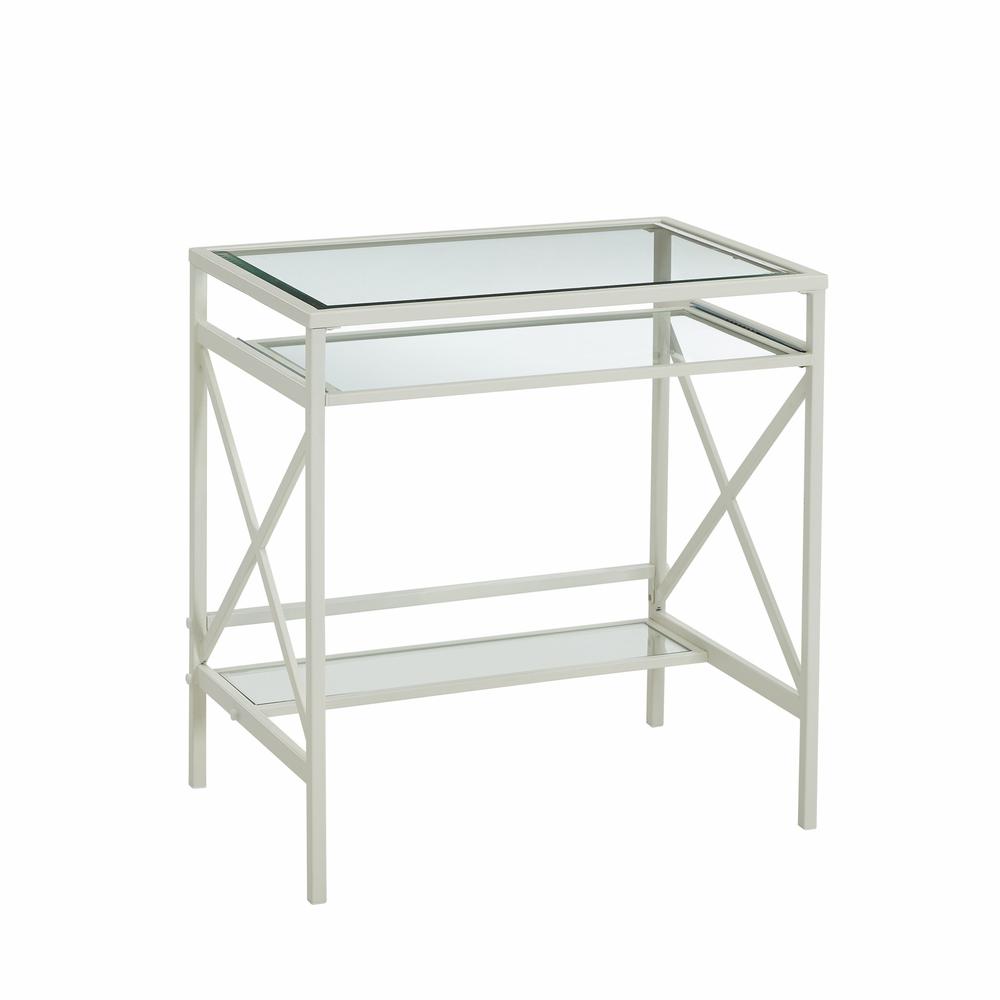 White Metal and Glass Compact Desk. Picture 5
