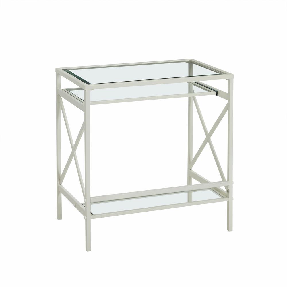 White Metal and Glass Compact Desk. Picture 9