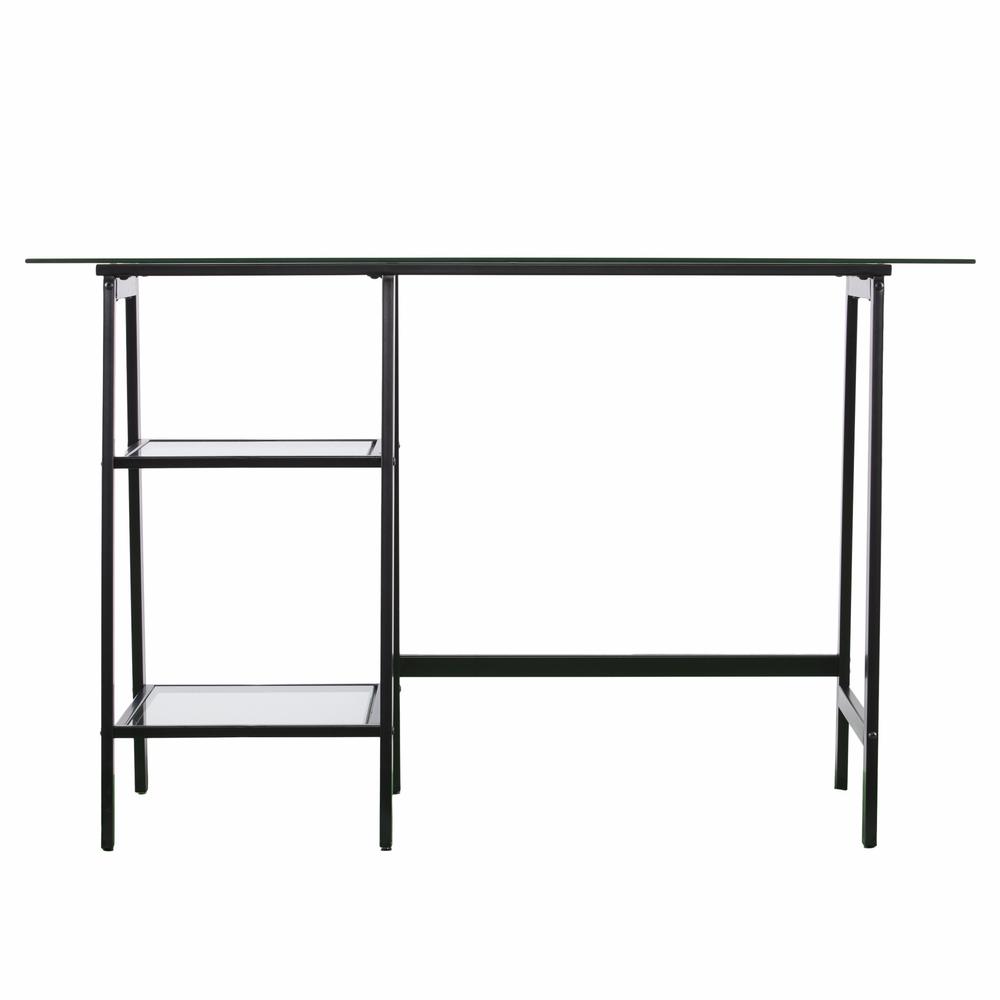 Black A Frame Metal and Glass Writing Desk. Picture 3