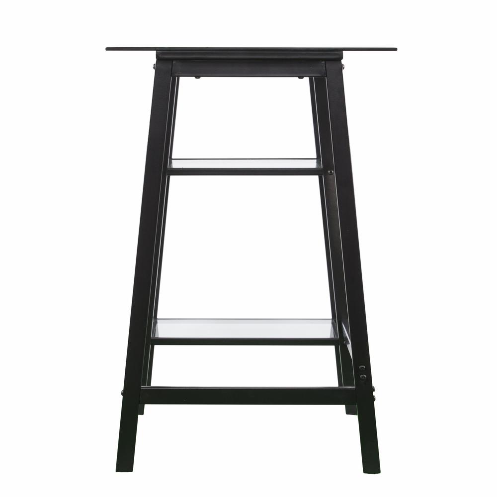 Black A Frame Metal and Glass Writing Desk. Picture 5