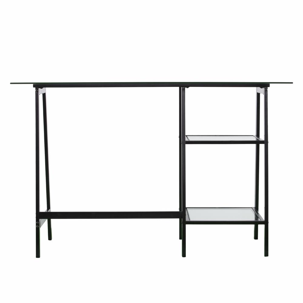 Black A Frame Metal and Glass Writing Desk. Picture 7