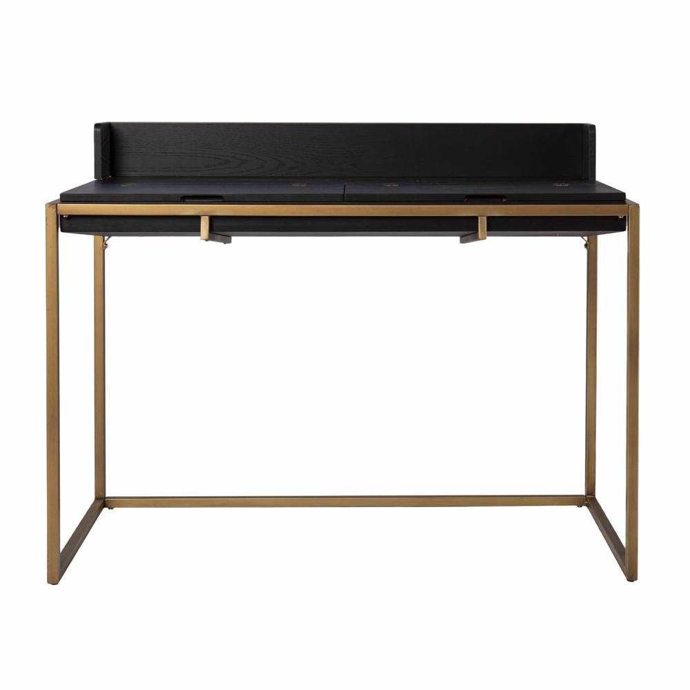 46" Black And Gold Writing Desk. Picture 1
