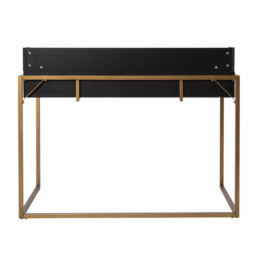 46" Black And Gold Writing Desk. Picture 4