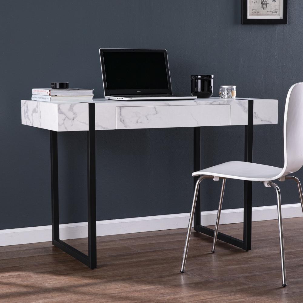 45" White And Black Writing Desk. Picture 6