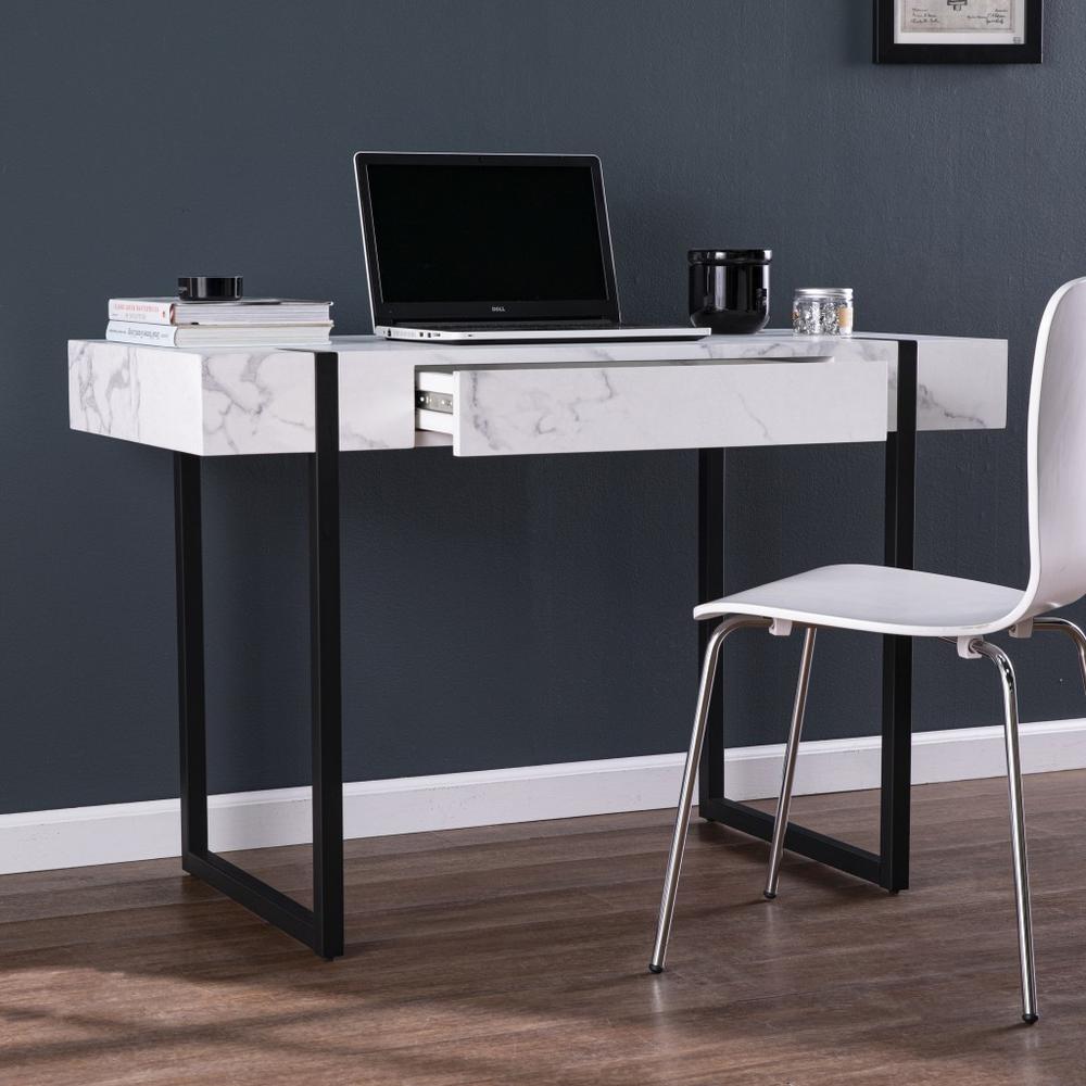 45" White And Black Writing Desk. Picture 8