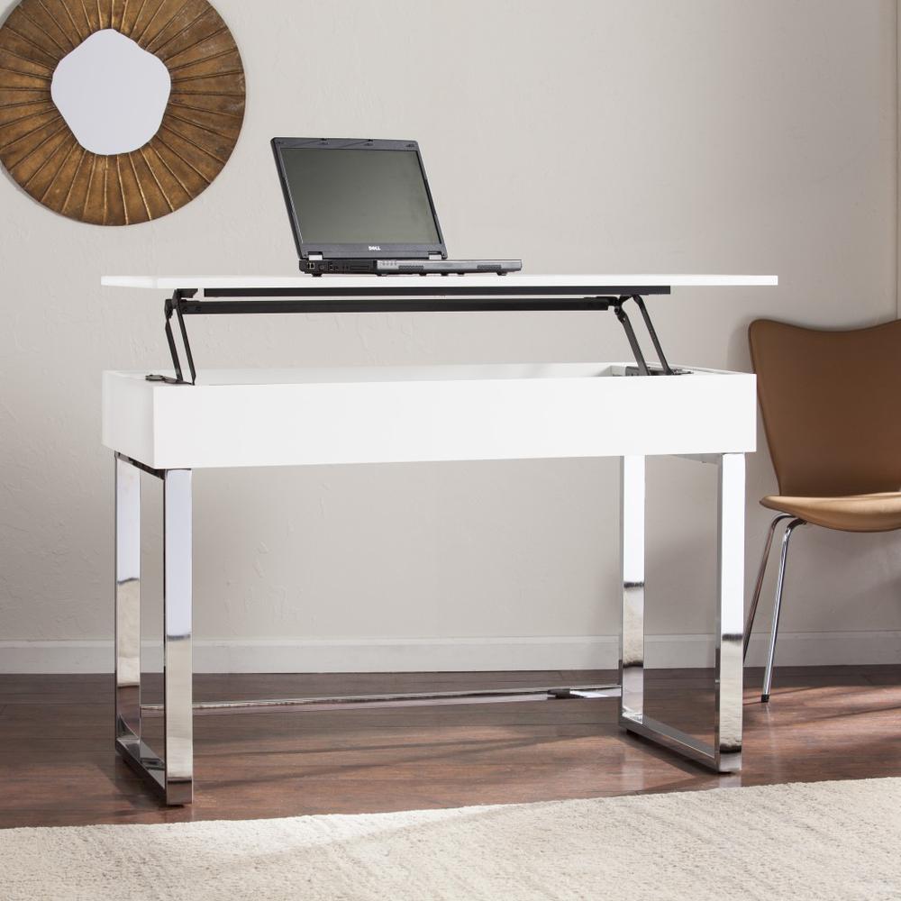 Classic White Adjustable Height Desk. Picture 1