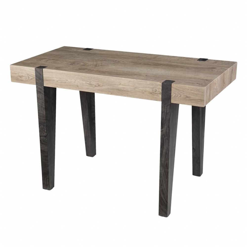 Modern Chunky Natural and Gray Wood Table Desk. Picture 4