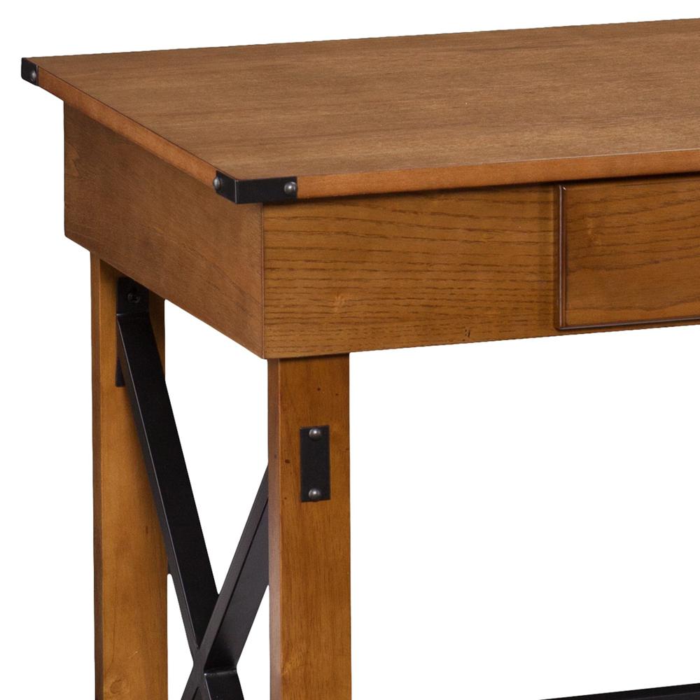 Natural Brown Adjustable Height Desk. Picture 6