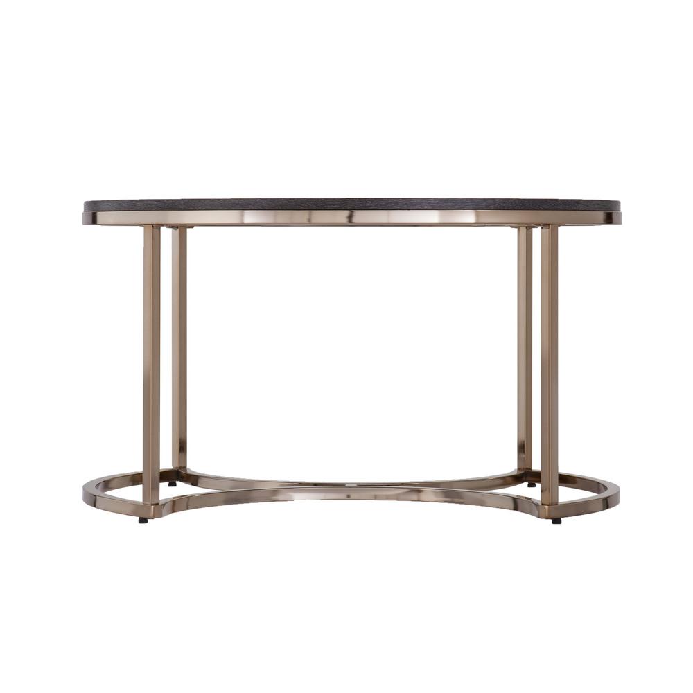 Set of Three Champagne And Charcoal Manufactured Wood And Metal Nesting Round Coffee Tables. Picture 6