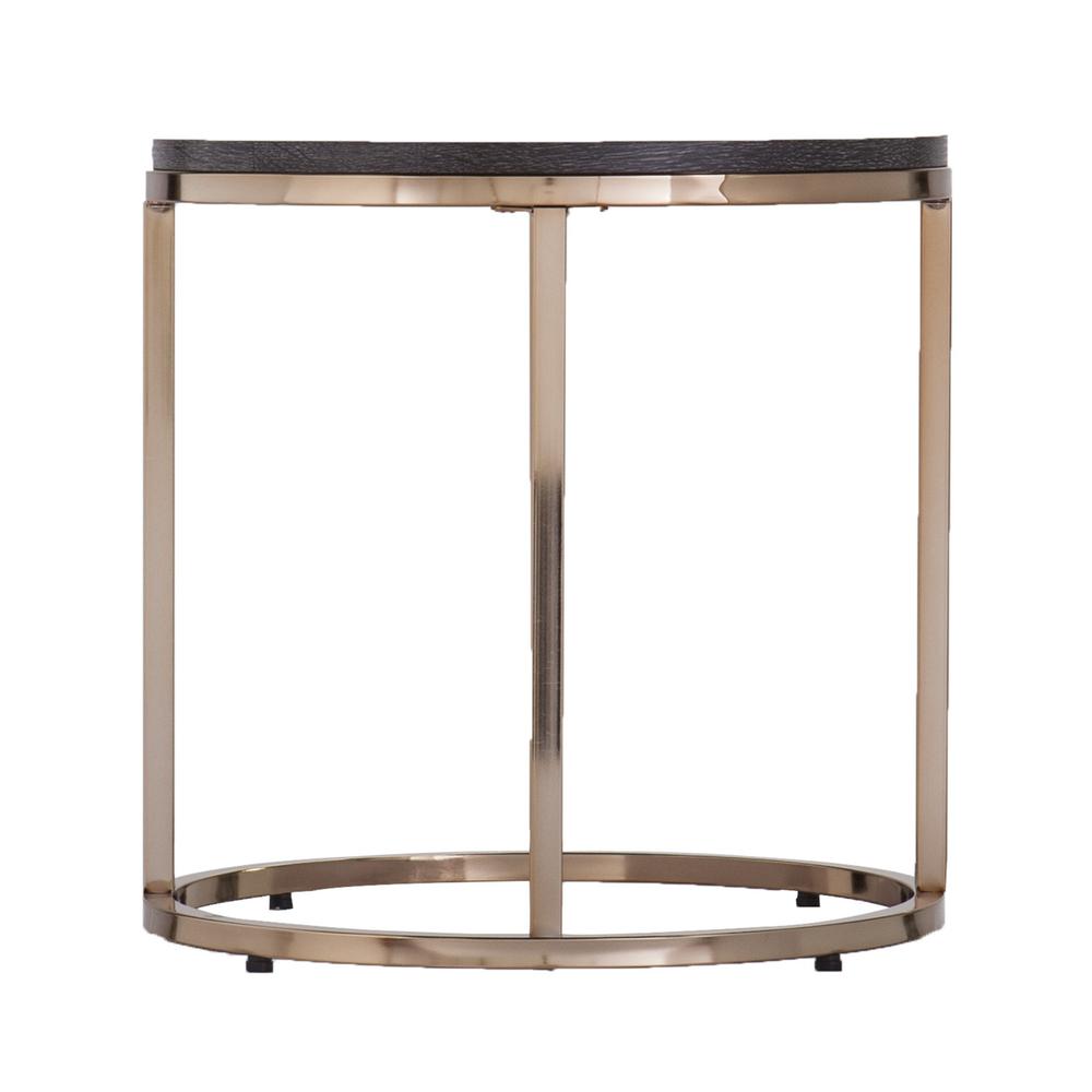 Set of Three Champagne And Charcoal Manufactured Wood And Metal Nesting Round Coffee Tables. Picture 9