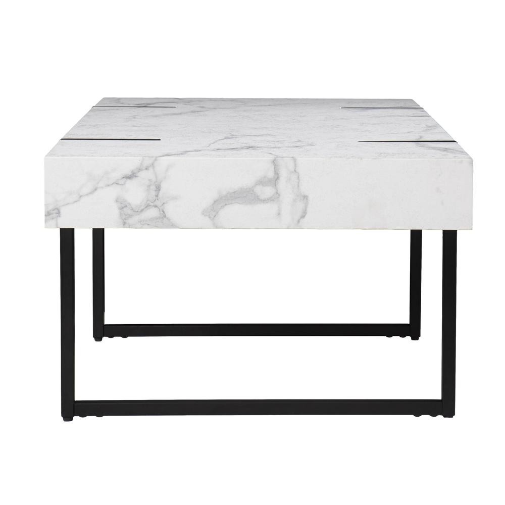 43" White Faux Marble And Metal Rectangular Coffee Table. Picture 5