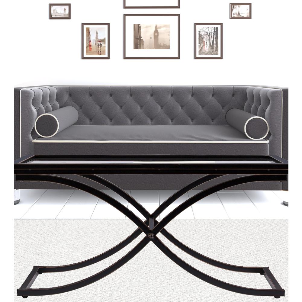 42" Black Glass And Metal Rectangular Coffee Table for reception. Picture 2
