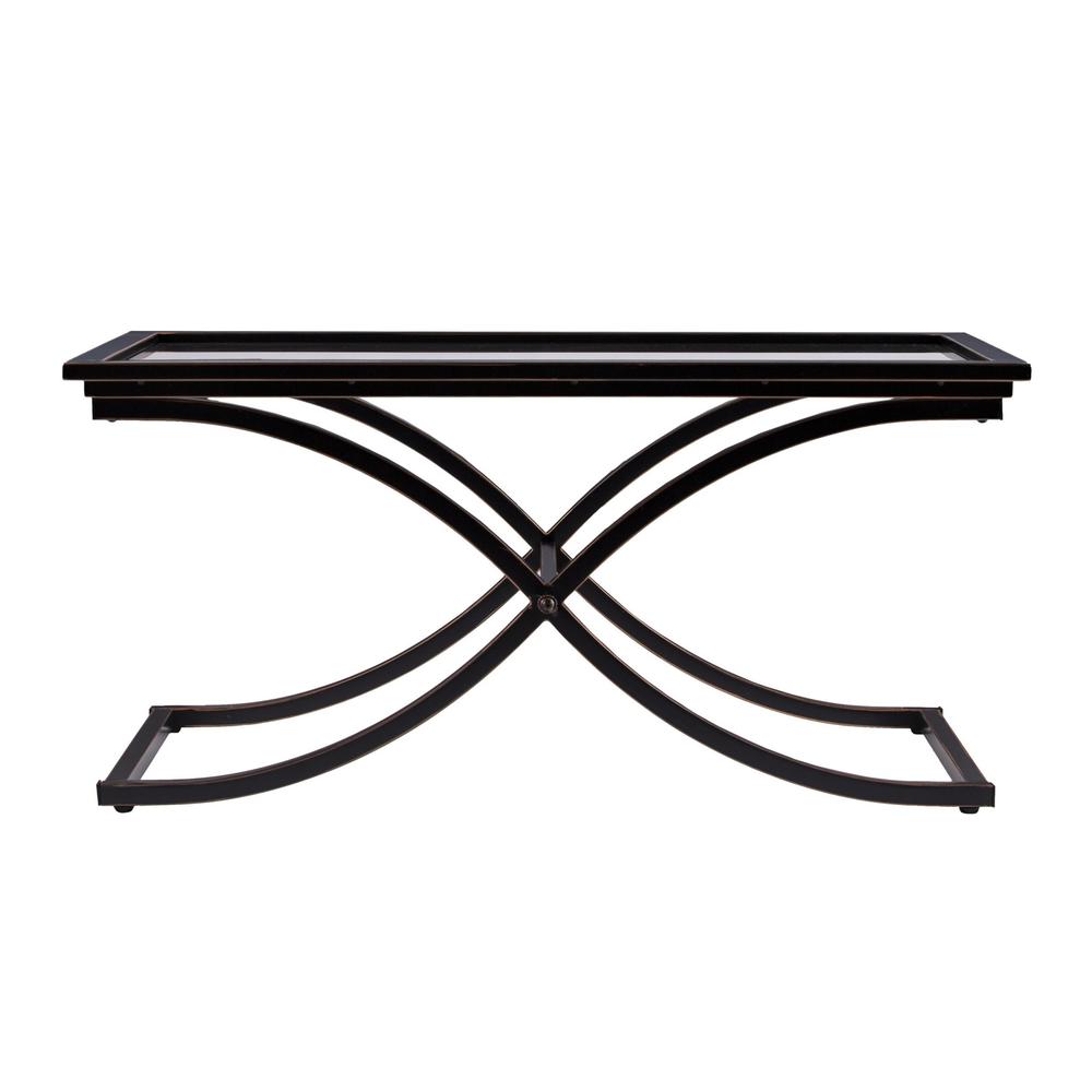 42" Black Glass And Metal Rectangular Coffee Table for reception. Picture 7