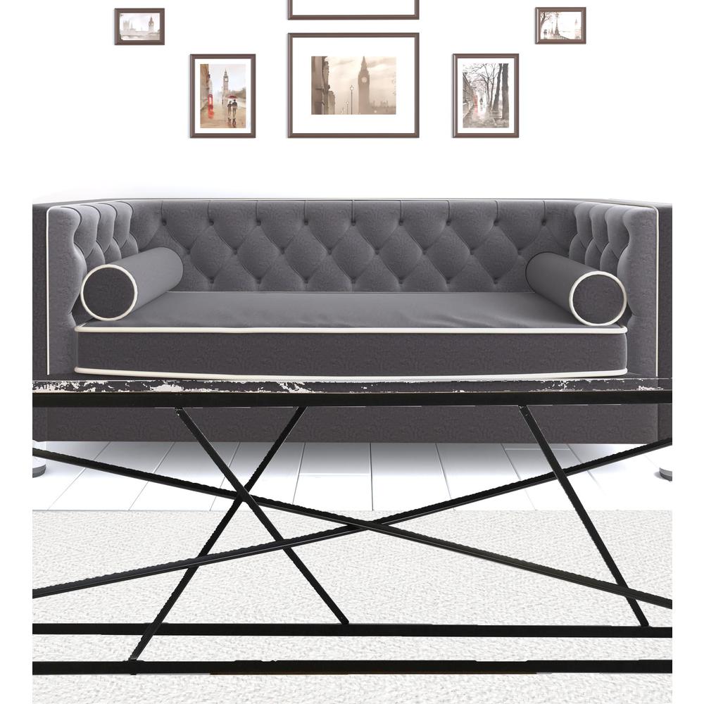 50" Black And White Faux Marble and Metal Geo Rectangular Coffee Table. Picture 7