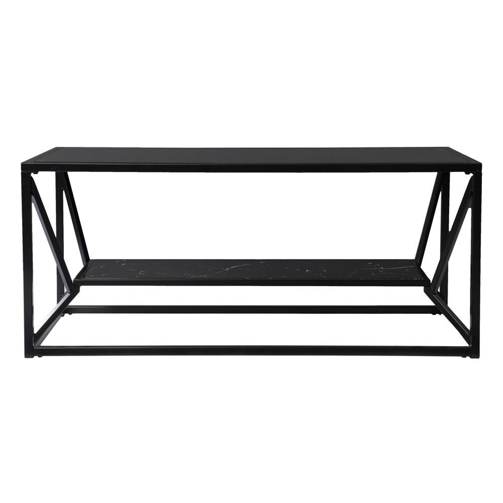 42" Black Glass And Metal Rectangular Coffee Table. Picture 1